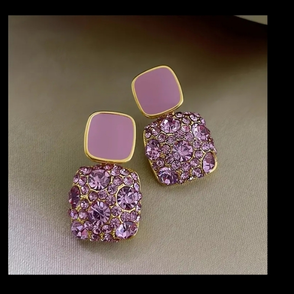Vintage Square Rhinestones Earrings Geometry Jewelry Women Party Favors